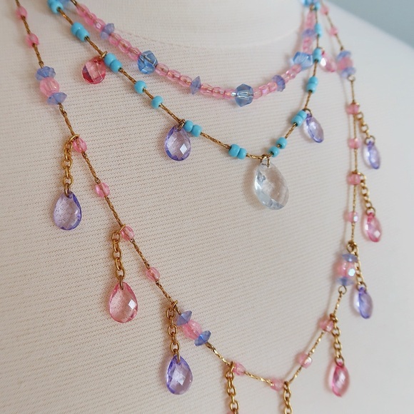 Joan Rivers Crystal Bead multicolor 3 Strand Necklace - Picture 3 of 6